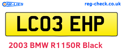 LC03EHP are the vehicle registration plates.