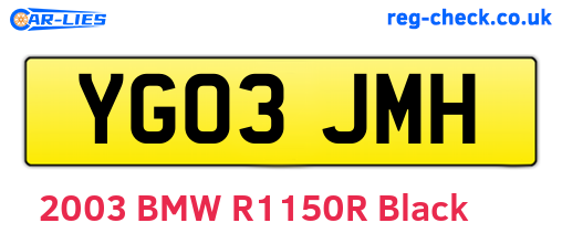 YG03JMH are the vehicle registration plates.