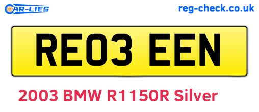 RE03EEN are the vehicle registration plates.