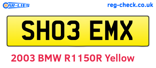 SH03EMX are the vehicle registration plates.