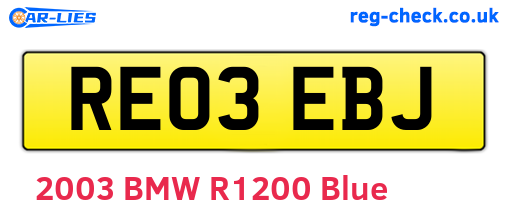 RE03EBJ are the vehicle registration plates.