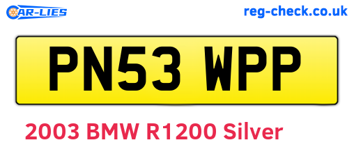 PN53WPP are the vehicle registration plates.