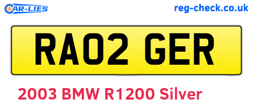 RA02GER are the vehicle registration plates.