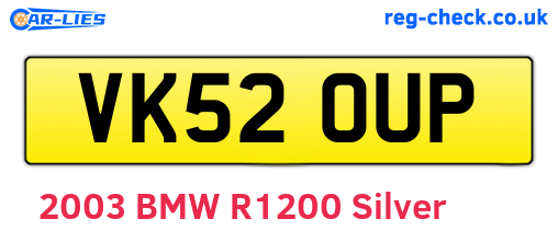 VK52OUP are the vehicle registration plates.