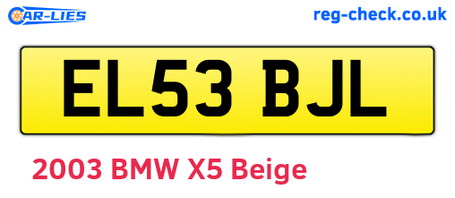 EL53BJL are the vehicle registration plates.