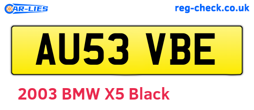 AU53VBE are the vehicle registration plates.
