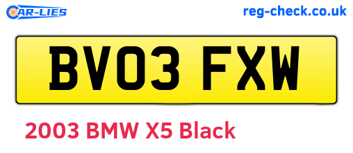 BV03FXW are the vehicle registration plates.