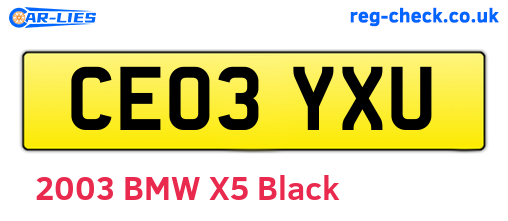 CE03YXU are the vehicle registration plates.