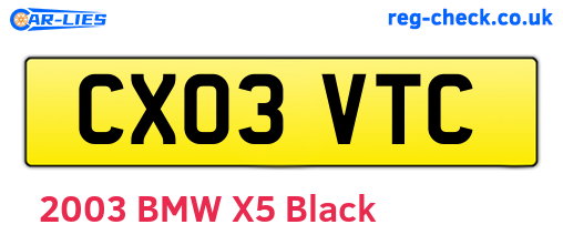 CX03VTC are the vehicle registration plates.