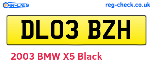 DL03BZH are the vehicle registration plates.