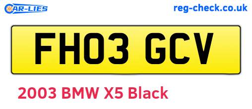 FH03GCV are the vehicle registration plates.