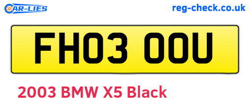FH03OOU are the vehicle registration plates.