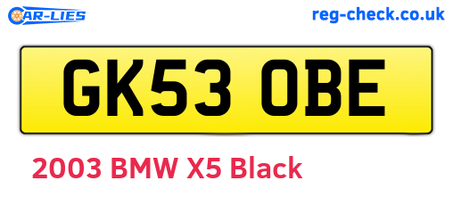 GK53OBE are the vehicle registration plates.