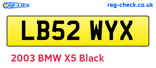 LB52WYX are the vehicle registration plates.