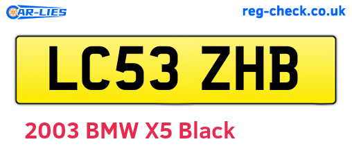 LC53ZHB are the vehicle registration plates.