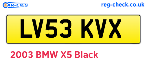 LV53KVX are the vehicle registration plates.