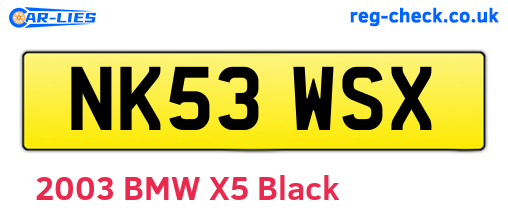 NK53WSX are the vehicle registration plates.