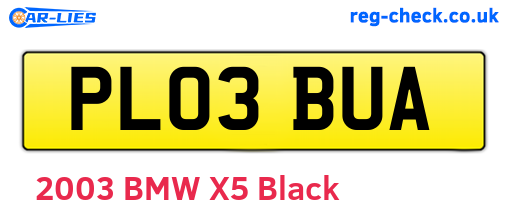 PL03BUA are the vehicle registration plates.