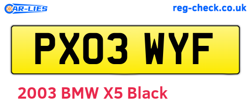 PX03WYF are the vehicle registration plates.