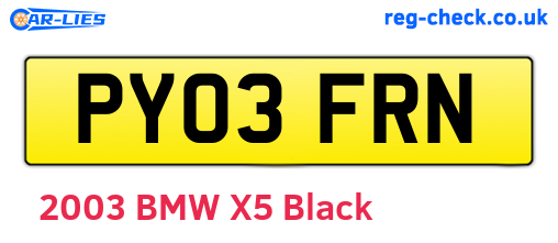 PY03FRN are the vehicle registration plates.