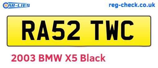 RA52TWC are the vehicle registration plates.