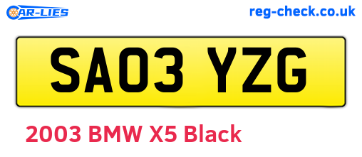 SA03YZG are the vehicle registration plates.