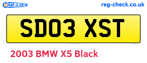 SD03XST are the vehicle registration plates.