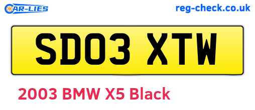 SD03XTW are the vehicle registration plates.