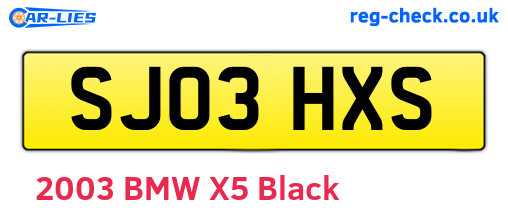 SJ03HXS are the vehicle registration plates.
