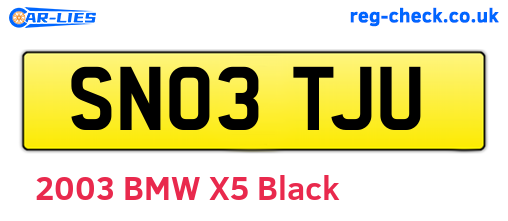SN03TJU are the vehicle registration plates.