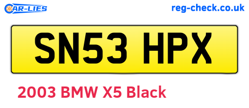 SN53HPX are the vehicle registration plates.