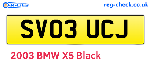 SV03UCJ are the vehicle registration plates.