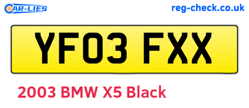 YF03FXX are the vehicle registration plates.
