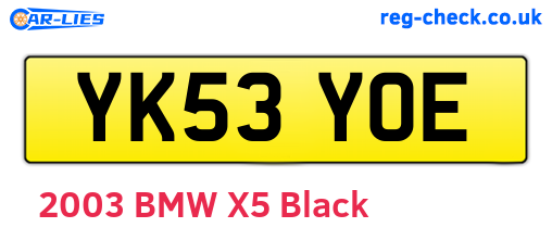 YK53YOE are the vehicle registration plates.