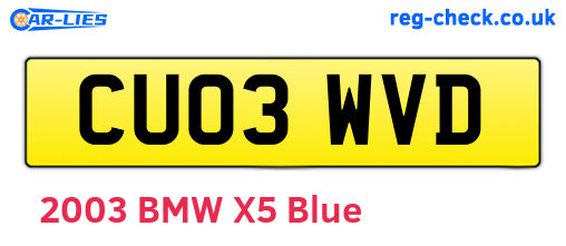 CU03WVD are the vehicle registration plates.