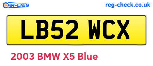 LB52WCX are the vehicle registration plates.