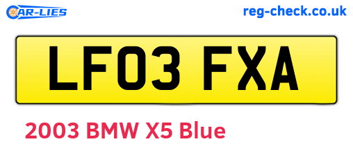 LF03FXA are the vehicle registration plates.