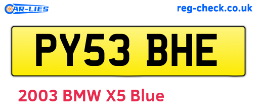PY53BHE are the vehicle registration plates.