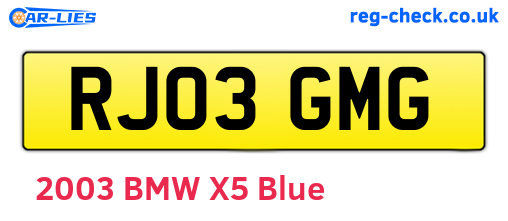 RJ03GMG are the vehicle registration plates.