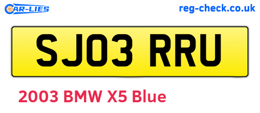 SJ03RRU are the vehicle registration plates.