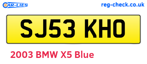 SJ53KHO are the vehicle registration plates.