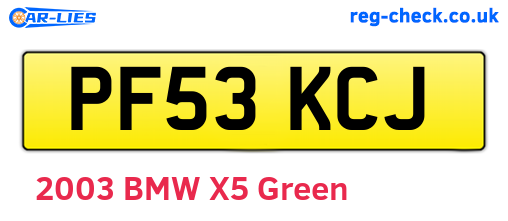 PF53KCJ are the vehicle registration plates.