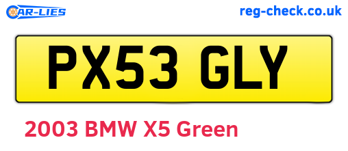 PX53GLY are the vehicle registration plates.