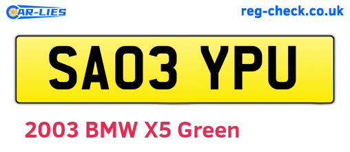 SA03YPU are the vehicle registration plates.