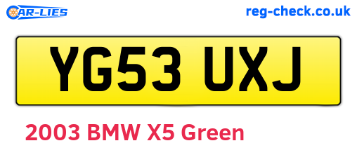 YG53UXJ are the vehicle registration plates.
