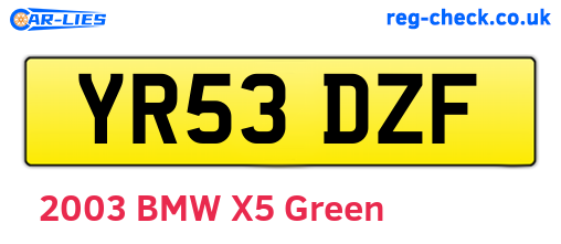 YR53DZF are the vehicle registration plates.