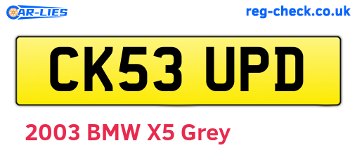 CK53UPD are the vehicle registration plates.