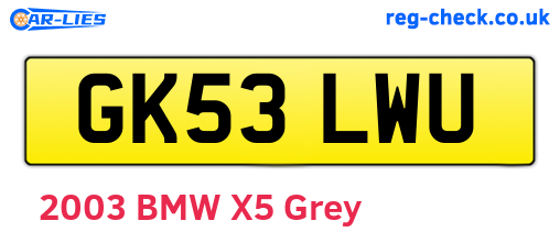 GK53LWU are the vehicle registration plates.