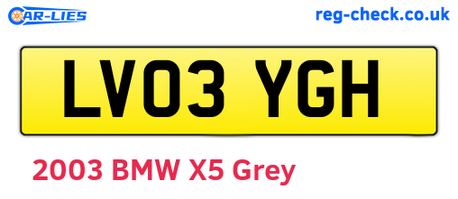 LV03YGH are the vehicle registration plates.