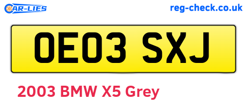 OE03SXJ are the vehicle registration plates.
